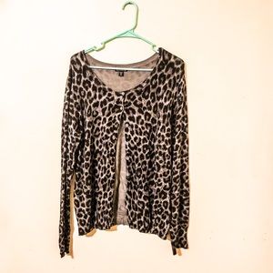Grey Leopard Print Cardigan